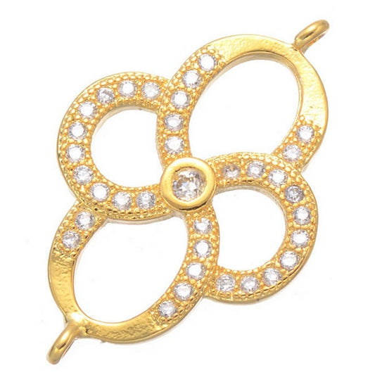 Cubic Zirconia Micro Pave Brass Connector, Flower, plated, micro pave Connector.