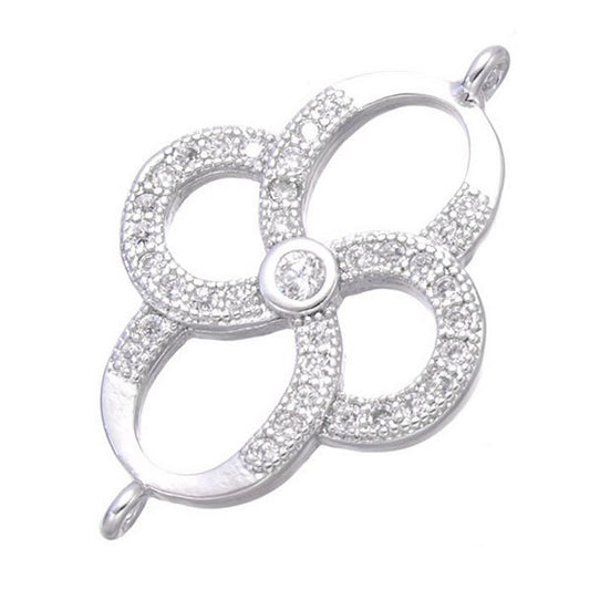 Cubic Zirconia Micro Pave Brass Connector, Flower, plated, micro pave Connector.