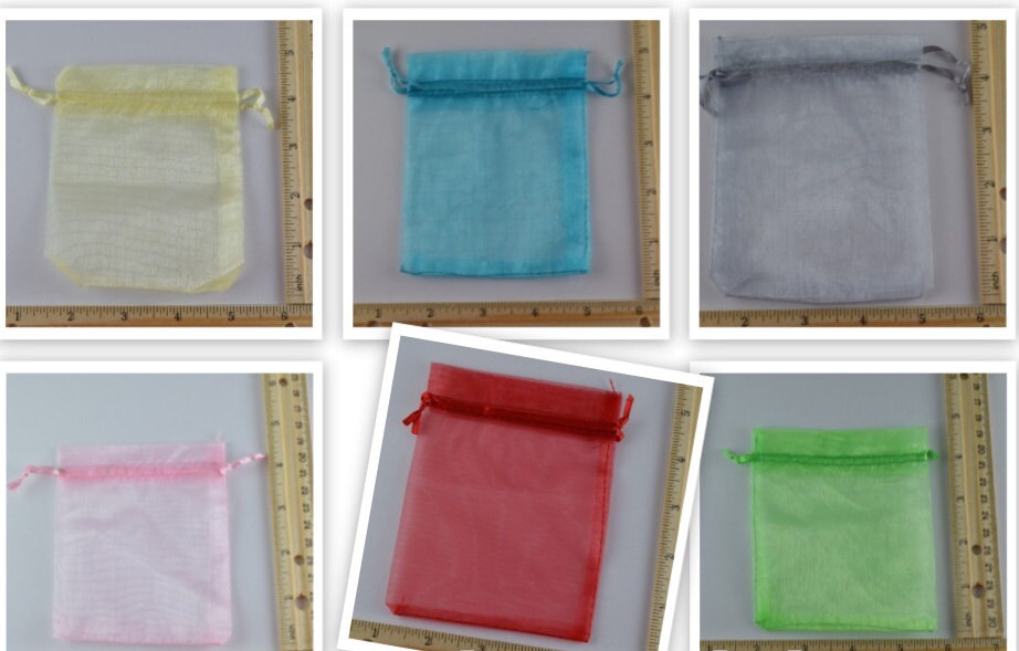 12 Organza Jewelry Gift Bags 3x4 for Jewelry, Party Wedding Favors,Colors