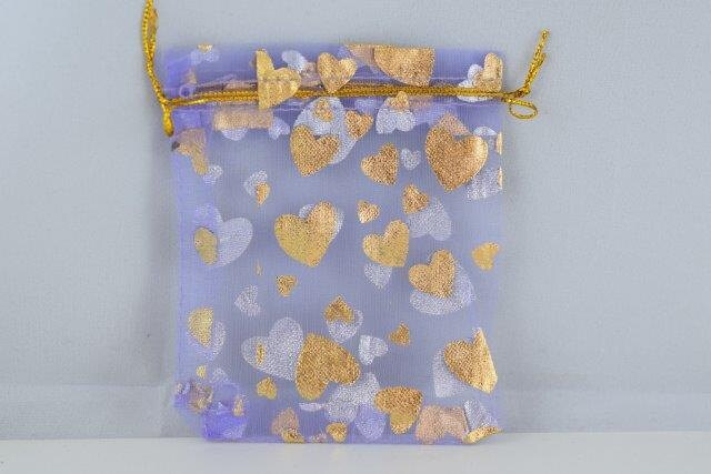 3x4 Metallic Hearts Party Favor Organza Bags Sold by 1 dozen
