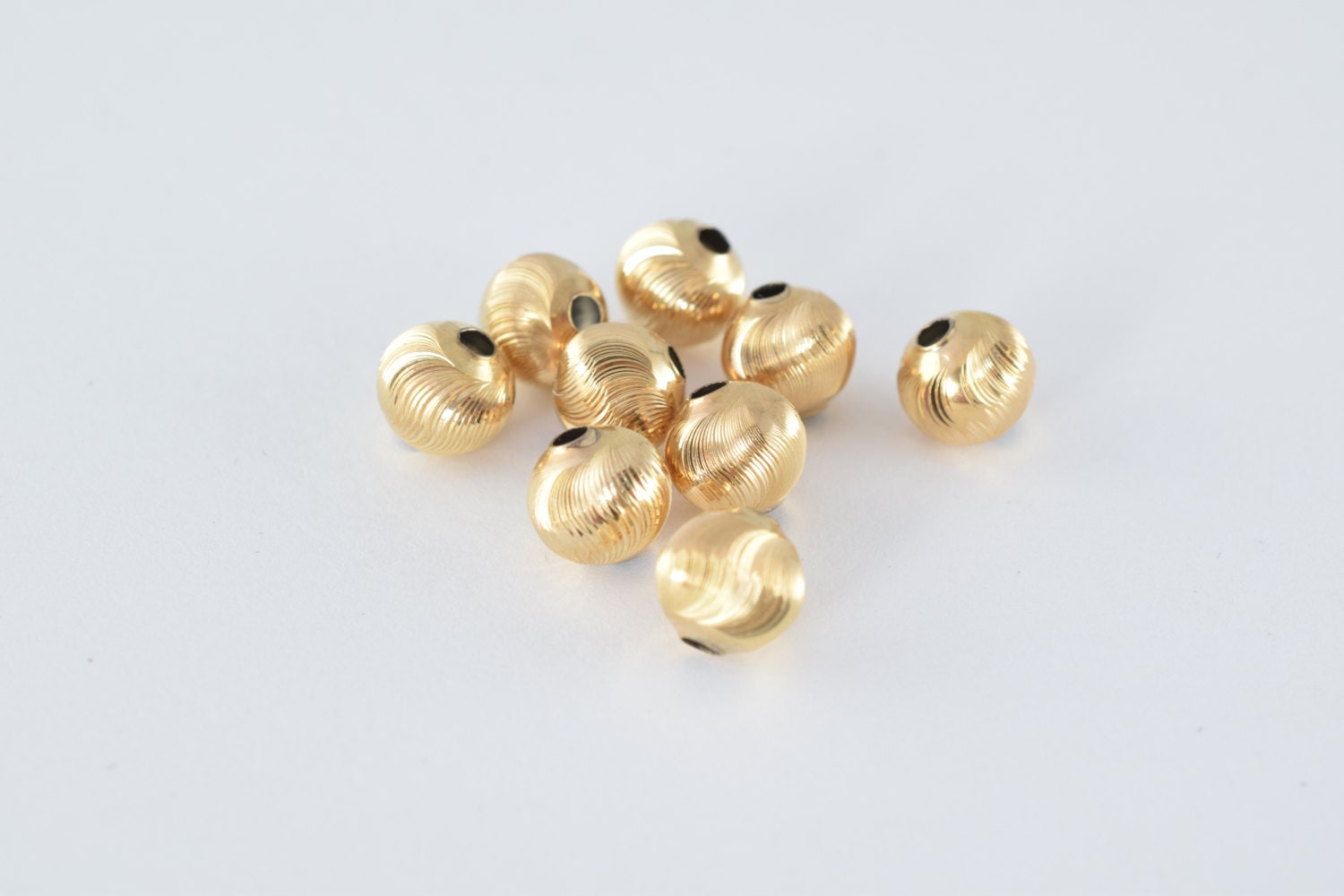 12mm Gold Filled EP tarnish resistant Diamond Cut Round Ball Bead GF3403 18KGF BeadsFindingDepot