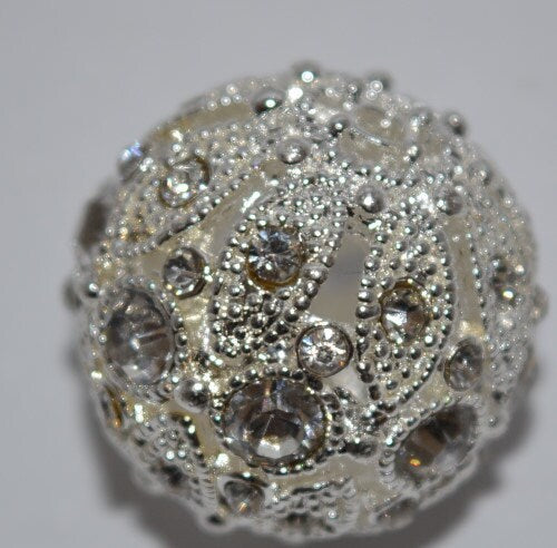 22 mm Silver Plated Rhinestone Decorative Bead