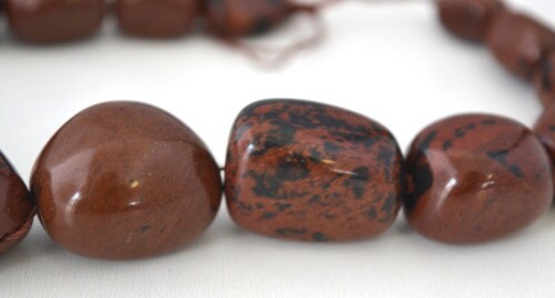 Mixed Sizes Mahogany Obsidian Stone Beads, Sold by 1 strand of 18pcs, 1.5mm hole opening