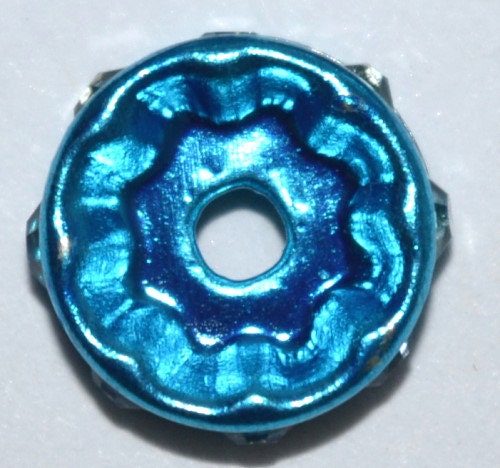 10mm Blue (Clear) Rhinestone Spacer Beads 50pcs