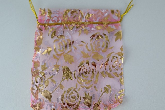 3x4 Organza Roses Gift Bags, Multi-Color Bags, Sold by 1 Dozen Party Favors,