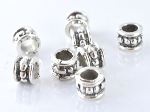 6x4mm Antique Silver Alloy Metal Beads, Sold by 1 pack of 40pcs, 2mm hole opening, 2mm thickness